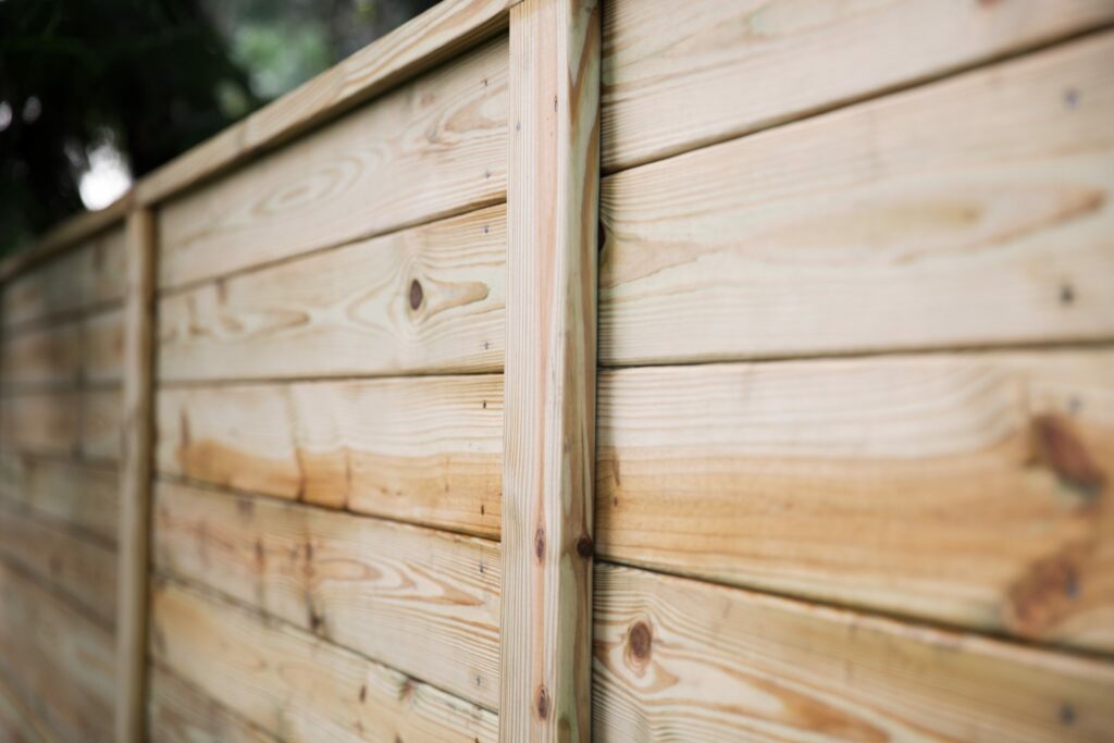Modern style horizontal wood fence