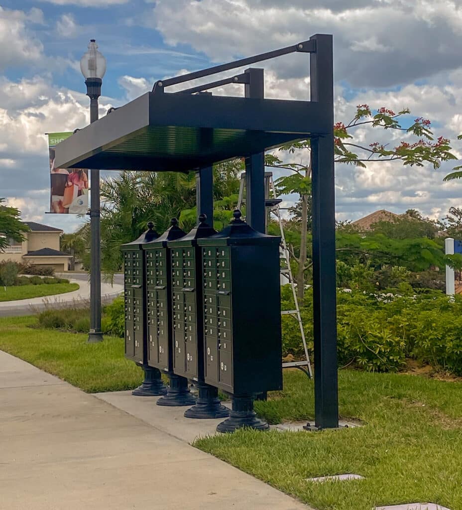 Florida Outdoor Products - Commercial Awning Providing Shelter for Mailboxes