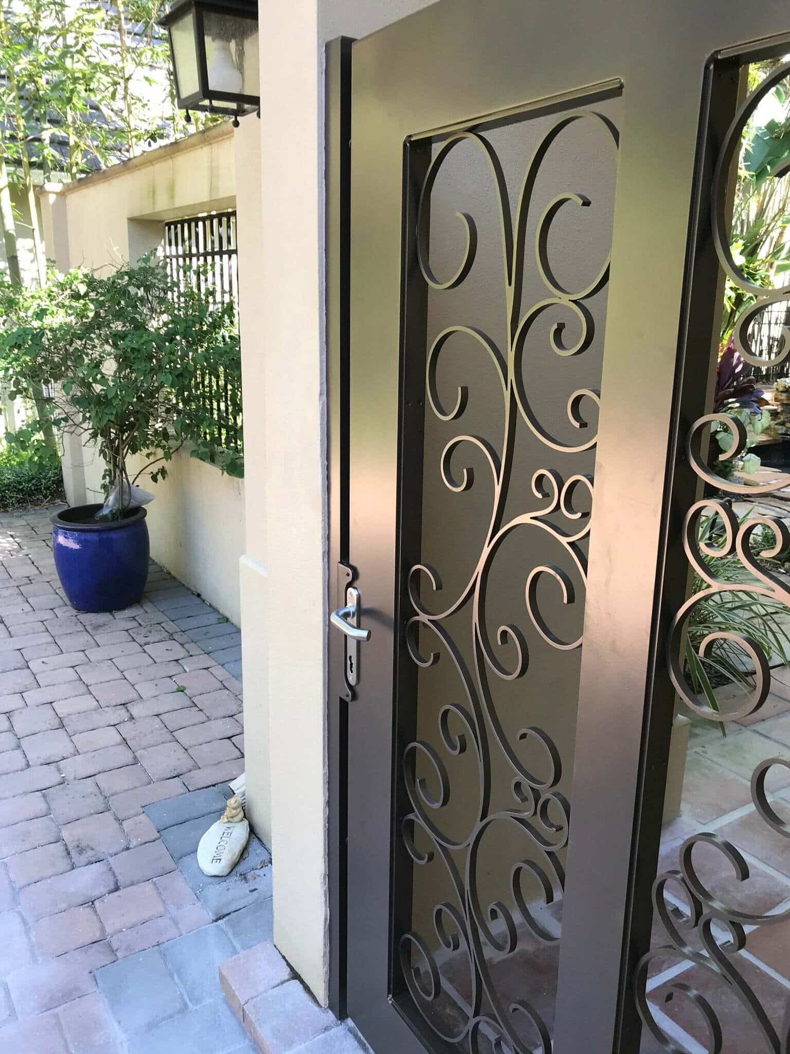 Florida Outdoor Products - Custom Walk Gates with Oil Rubbed Bronze Finish and Scrollwork Infill