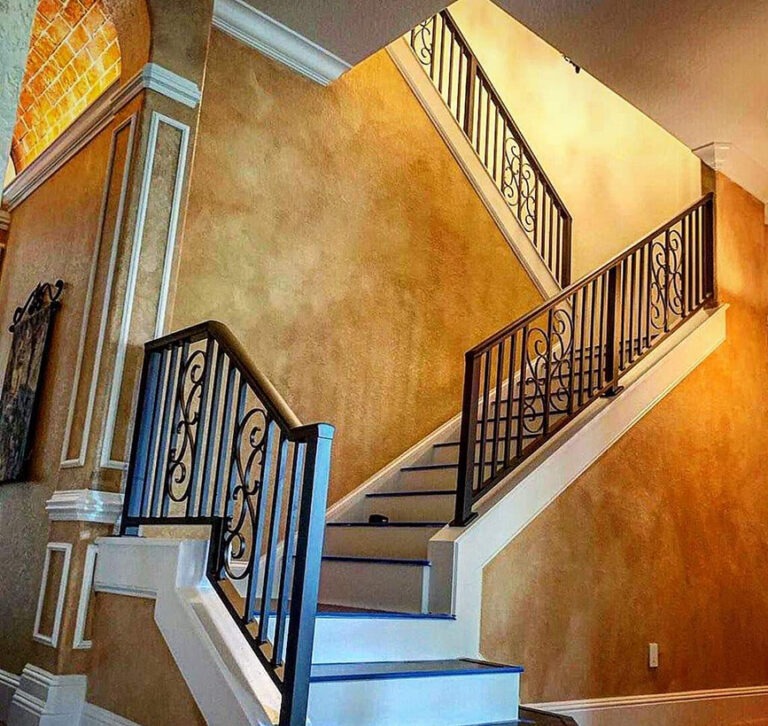 Aluminum Traditional Rail in Oil Rubbed Bronze on Two-Story Staircase